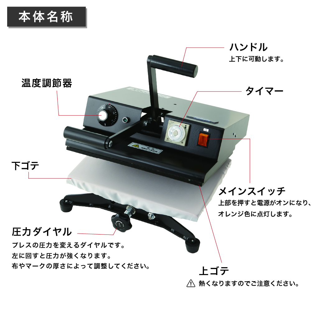 手動アイロンプレス機 カブト PCA-3223 ユーロポートオリジナル
