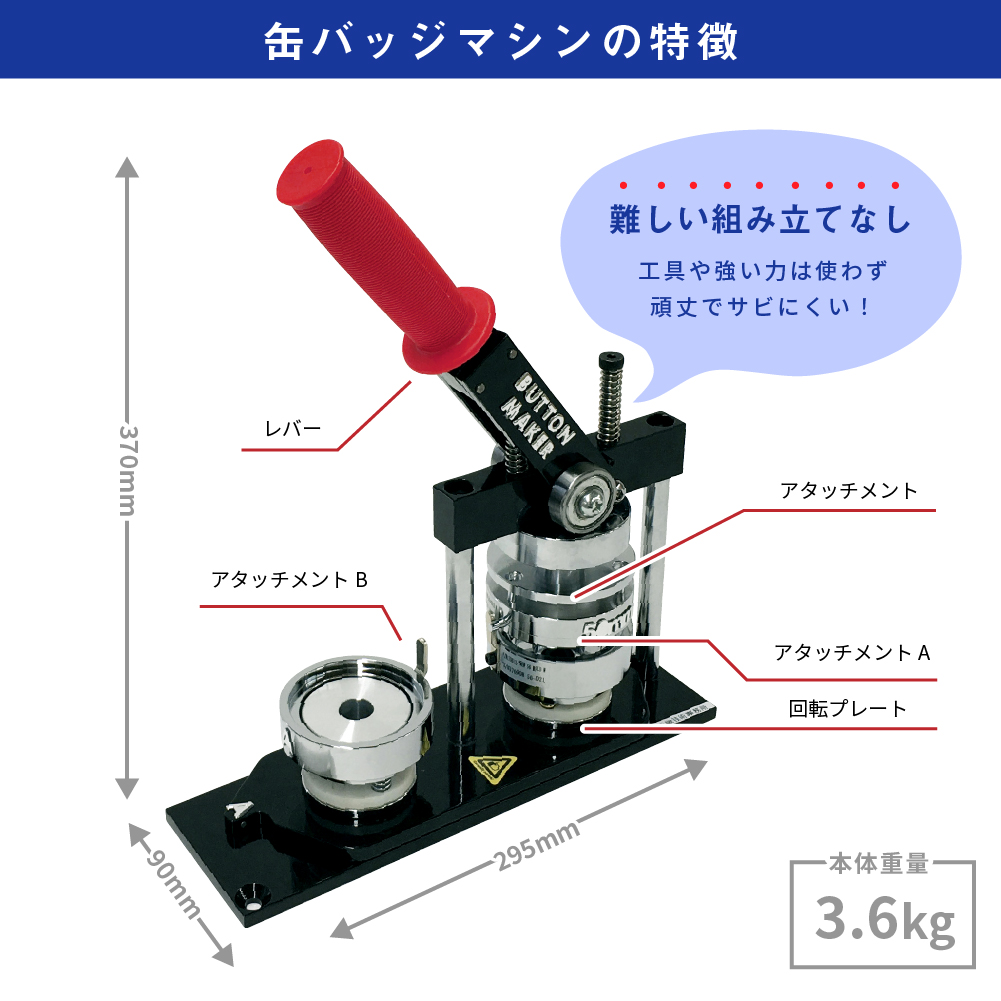 缶バッジマシン バッジオ!スタンダード 丸型44mmセット ユーロ