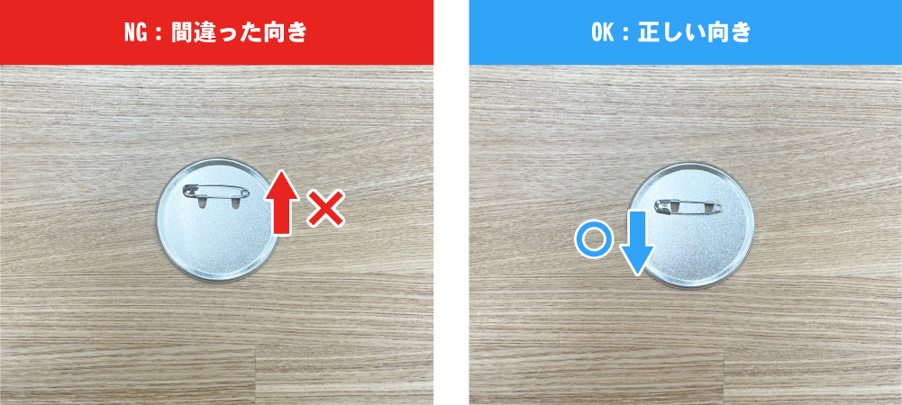 裏面パーツの間違った/向き正しい向き