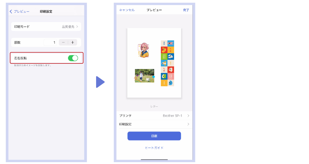 左右反転する方法