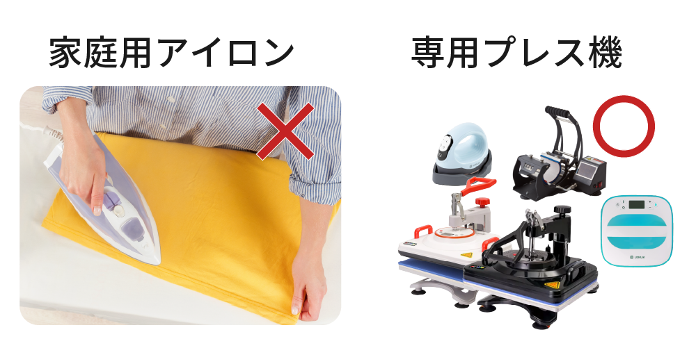 専用のアイロンプレス機を使用
