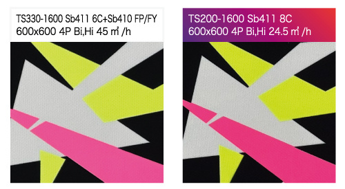 蛍光ピンクと蛍光イエローインク