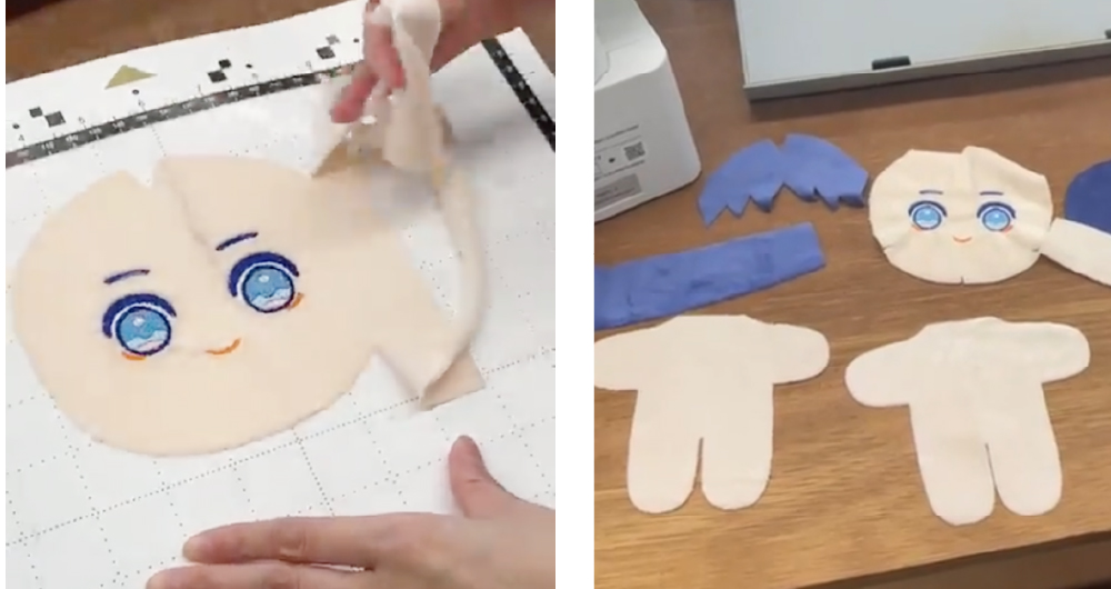 カットが完了した推しぬいの生地