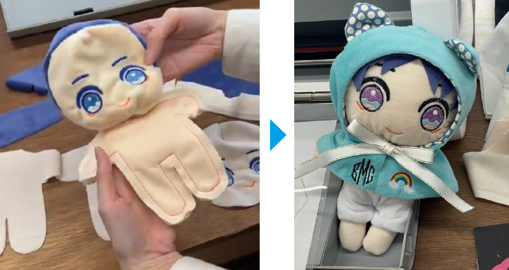 作成したパーツを組合わせて推しぬいが完成