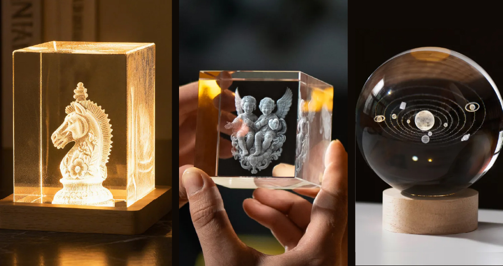 ガラス内部3D彫刻サンプル
