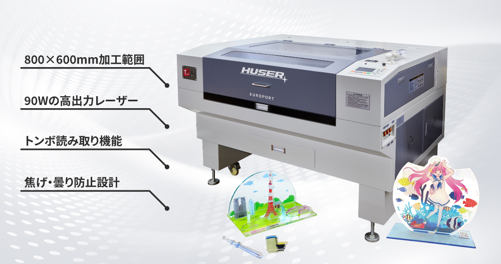 HUSERの特徴:800×600mmの加工範囲