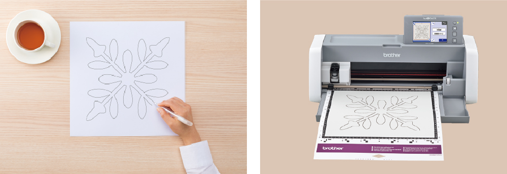 スキャンしているところとスキャンした液晶