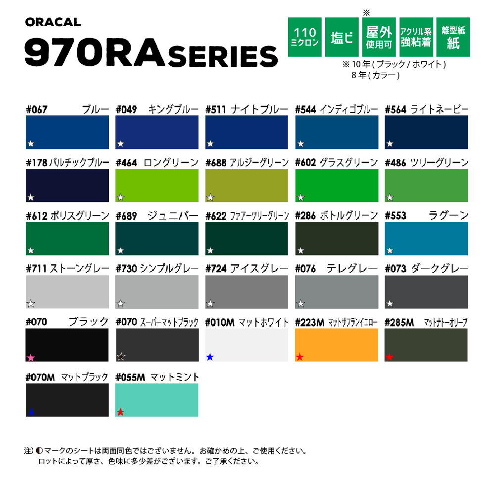 アイコンと色チップ